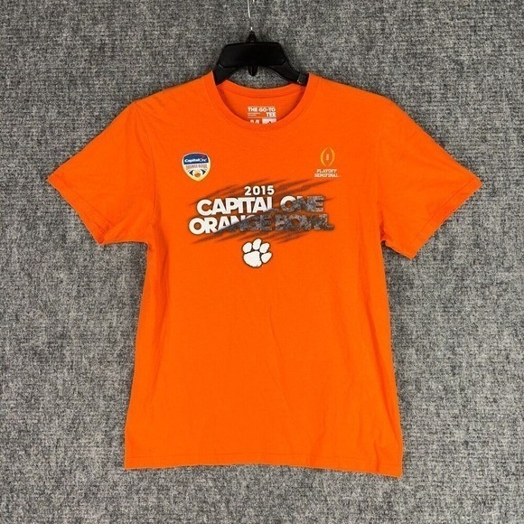Clemson University Shirt Mens M 2015 Orange Bowl Adidas Football Short-Sleeve